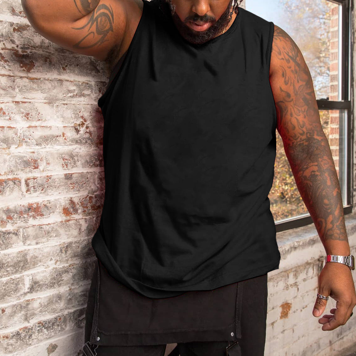 Big & Tall Solid Color Tank Top for big men view 13