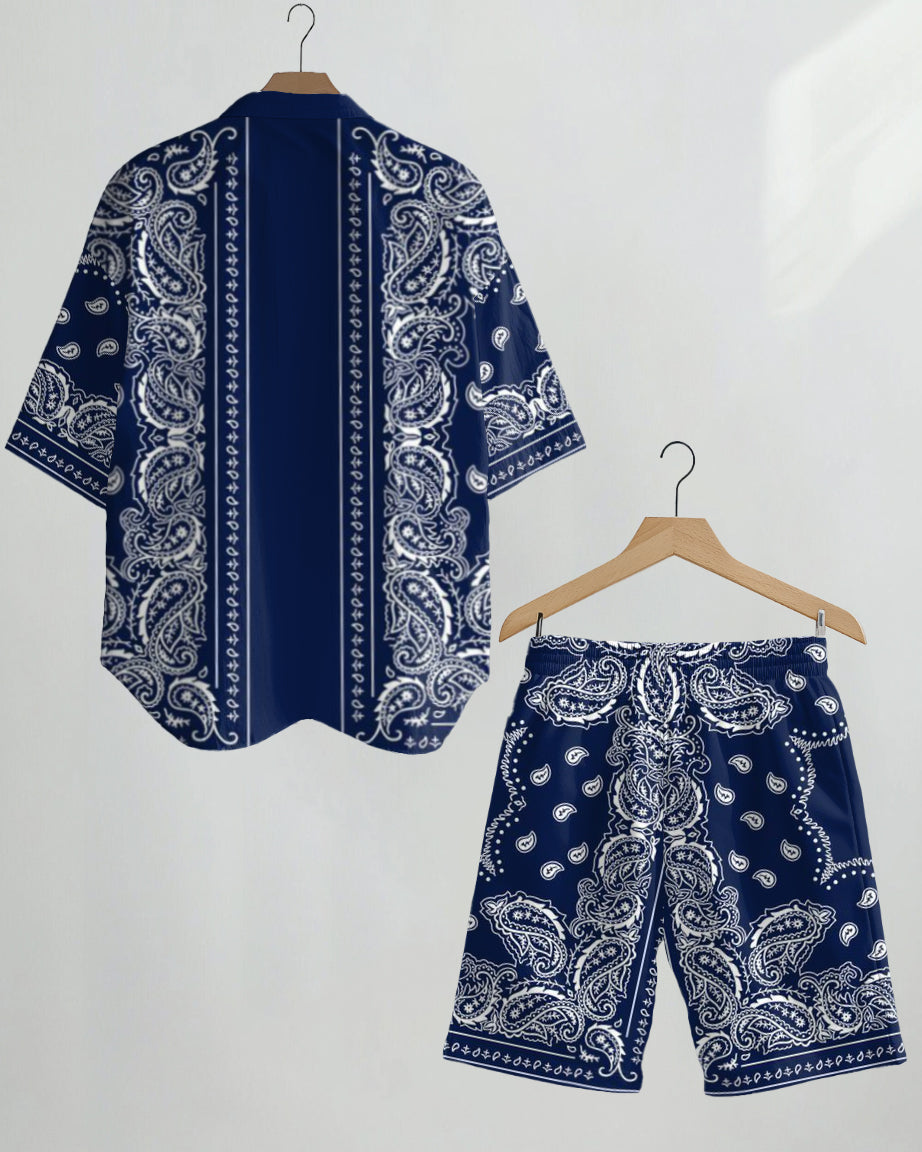 Big & Tall Graphic Vintage T-Shirt Shorts Set for big men view 2