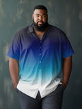 Big & Tall Blue Gradient Short Sleeve Shirt for big men