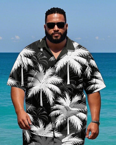 Big & Tall Hawaiian Geometric T-Shirt Shorts Set for big men view 2