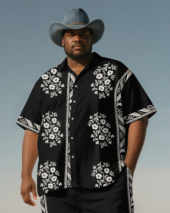 Big & Tall Western Floral T-Shirt Pants Set for big men view 2