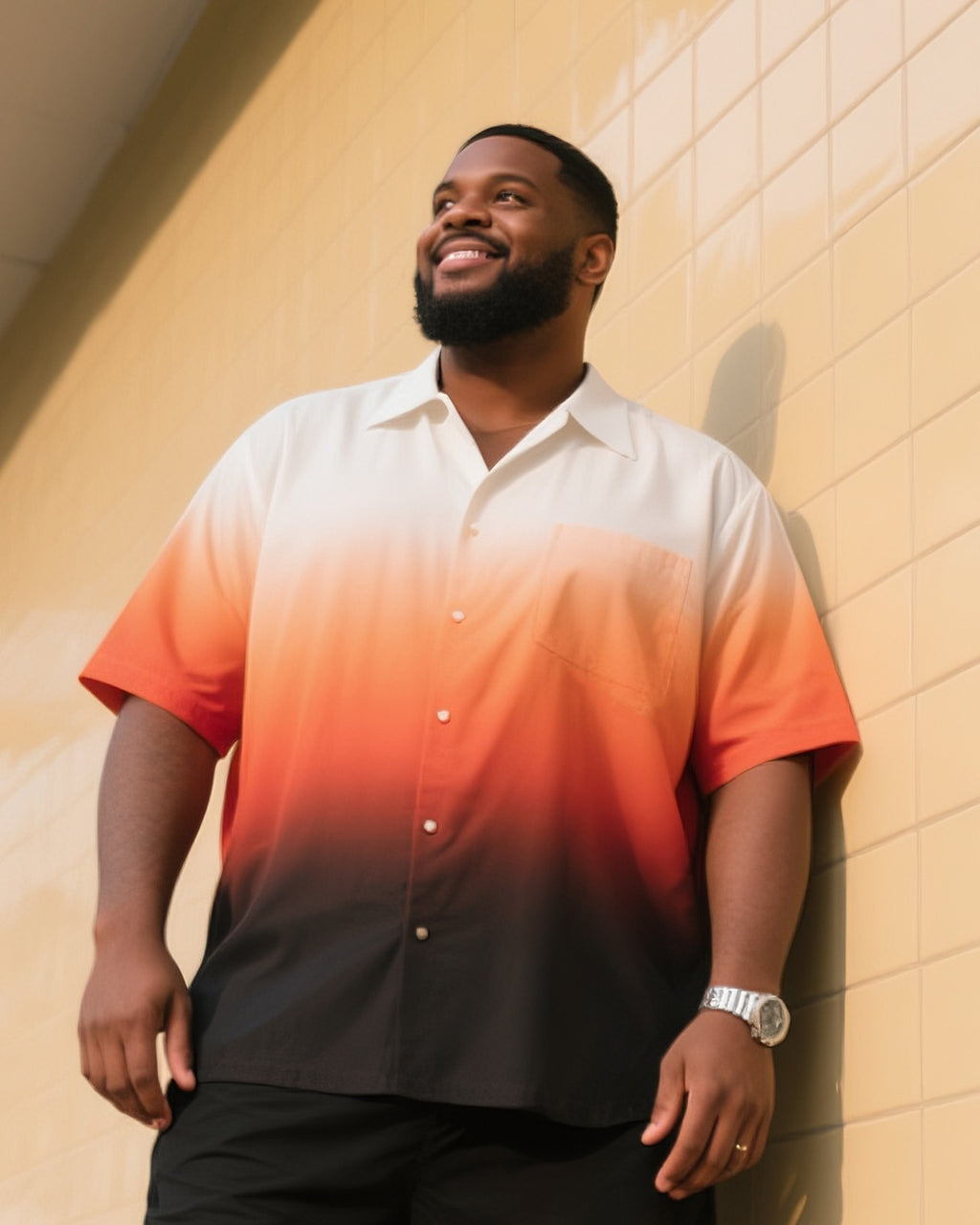 Big & Tall Gradient T-Shirt Shorts Set for big men view 2