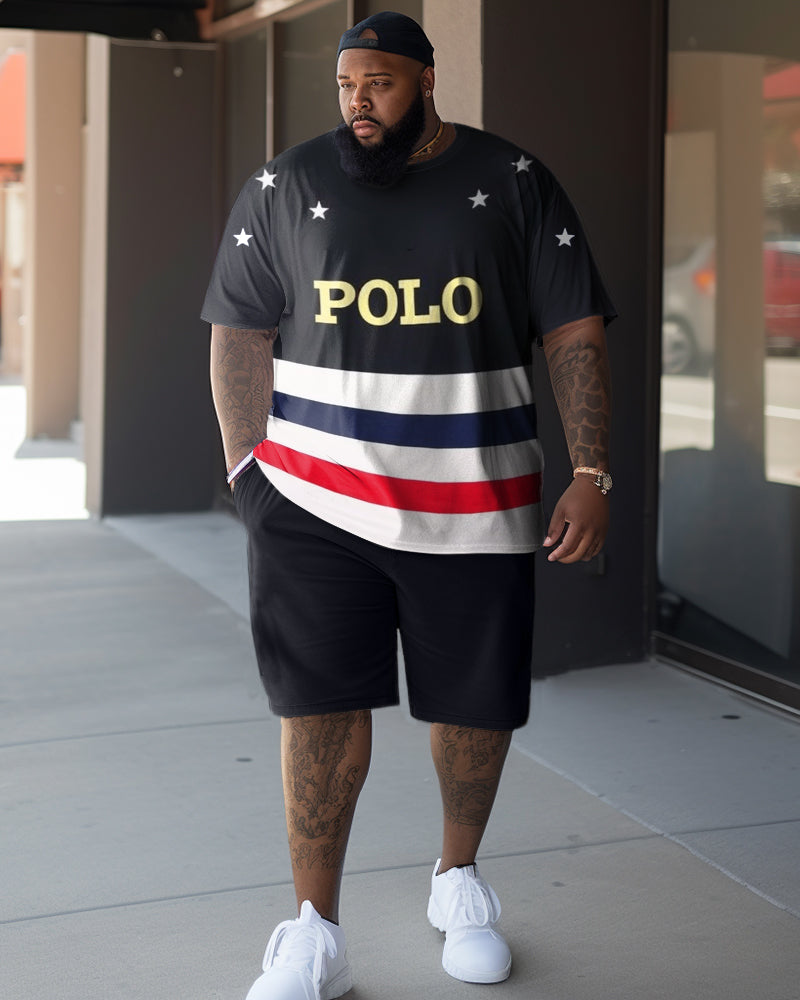Big & Tall Colorblock Striped Two-piece Set for big men view 1