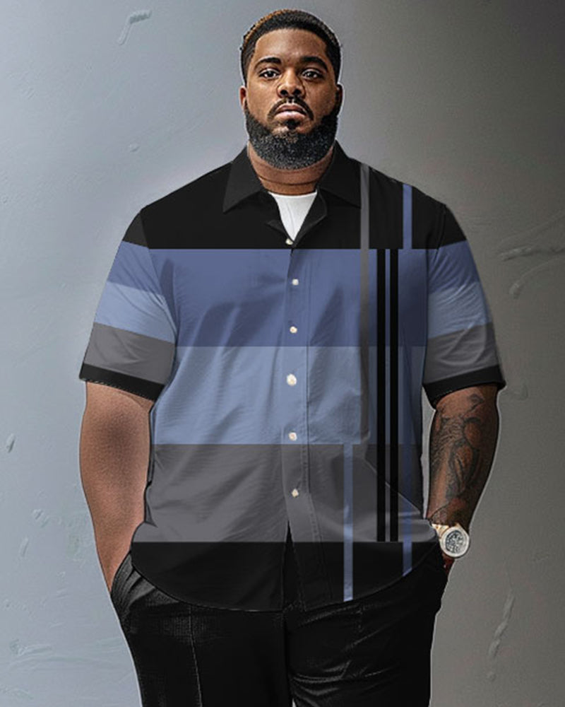 Big & Tall Striped Shirt Pants Set for big men view 2