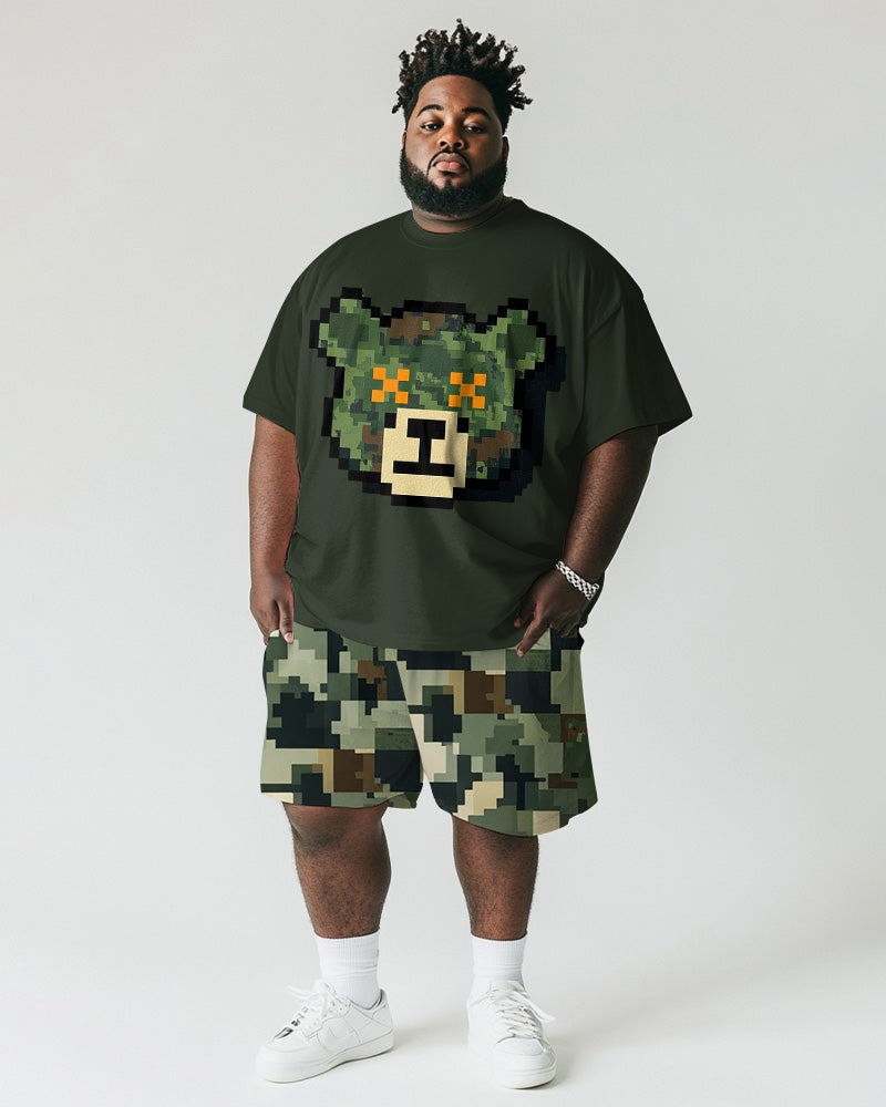 Big & Tall Colorblock Graphic T-Shirt Shorts Set for big men view 1