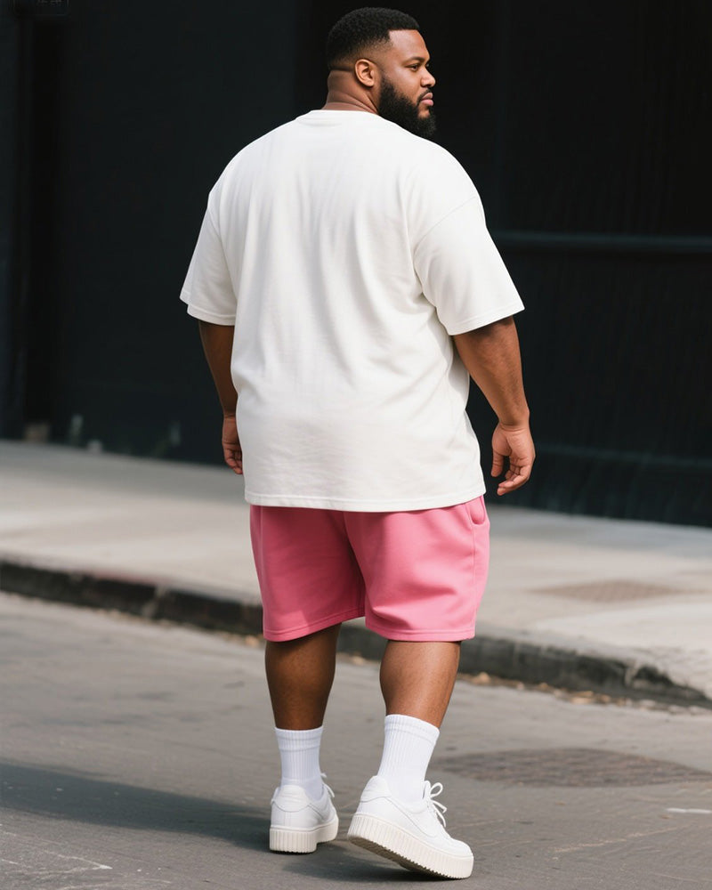 Big & Tall Pink Graphic T-Shirt Shorts Set for big men view 4