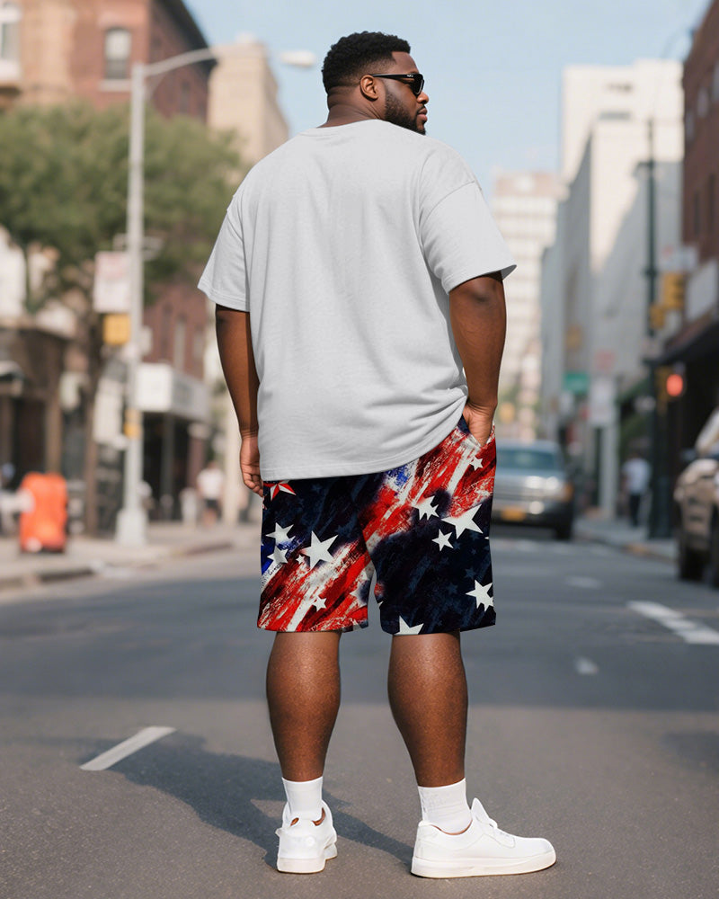 Big & Tall Juneteenth Graphic T-Shirt Shorts Set for big men view 4