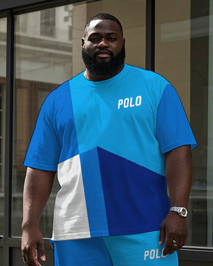 Big & Tall Colorblock Graphic T-Shirt Pants Set for big men view 2