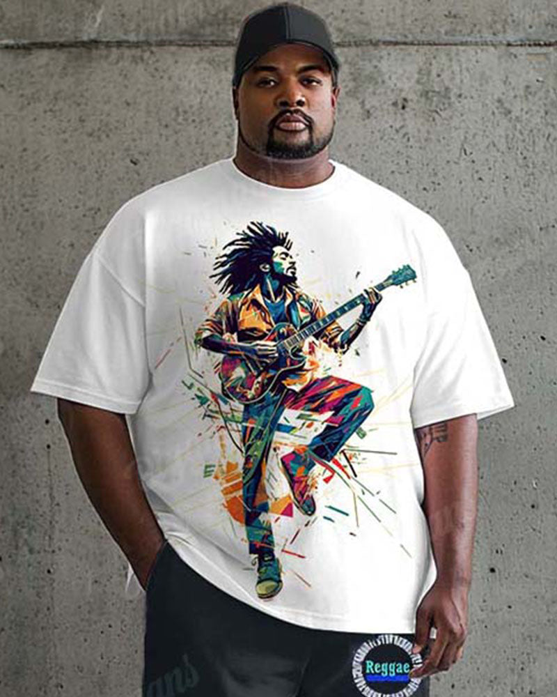 Big & Tall Graphic Graffiti T-Shirt Pants Set for big men view 2