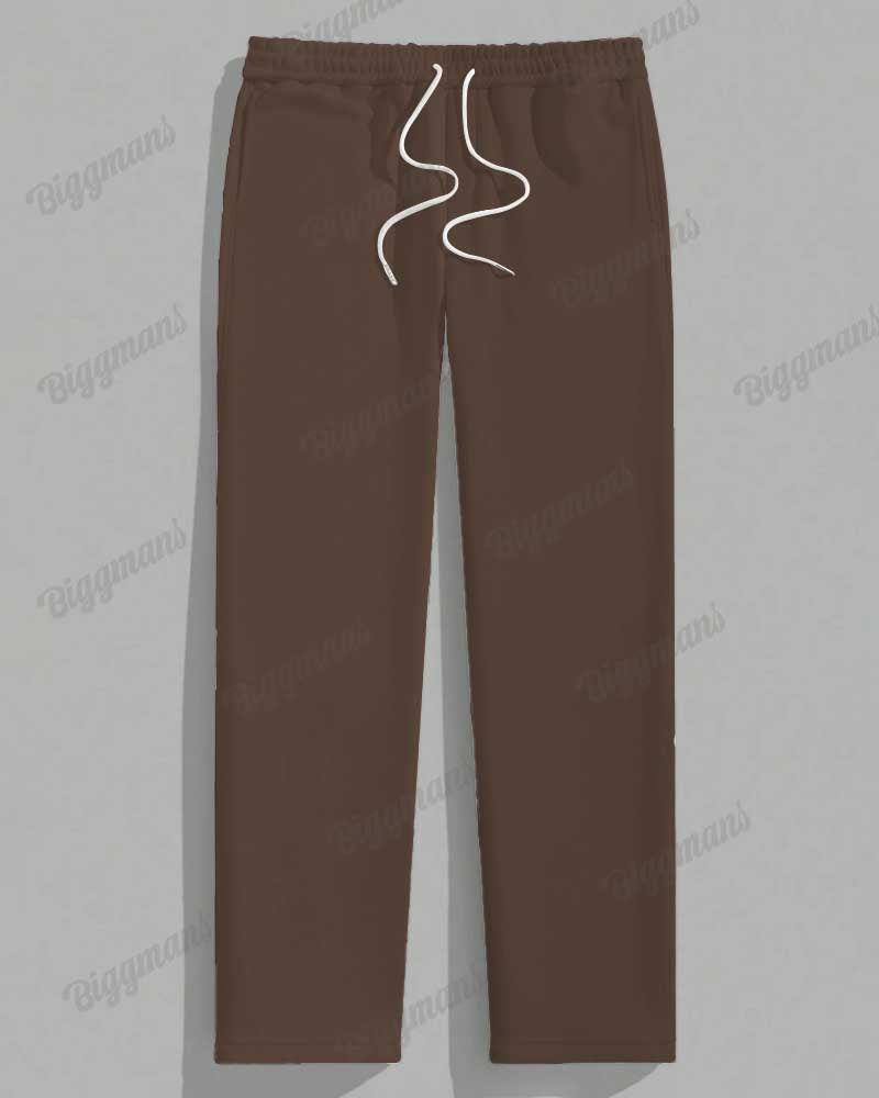 Big & Tall Brown Striped Graphic T-Shirt Pants Set for big men view 4
