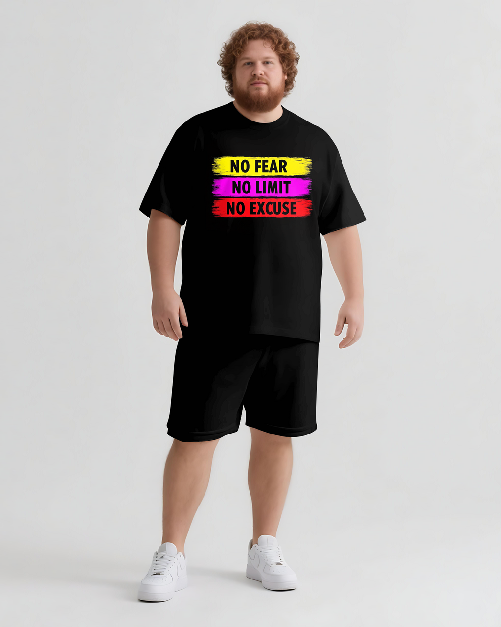 Big & Tall Graphic Streetwear T-Shirt Shorts Set for big men view 3