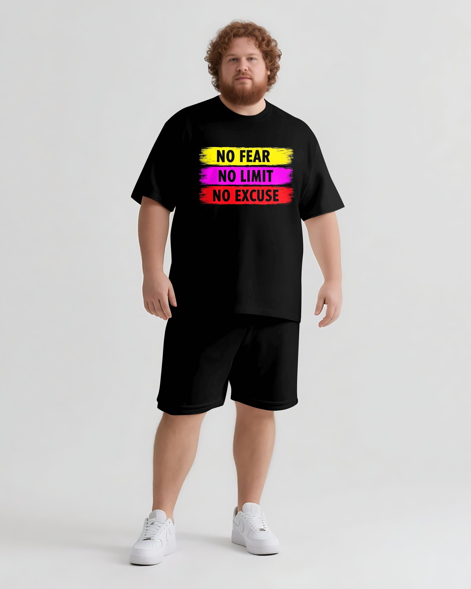 Big & Tall Graphic Streetwear T-Shirt Shorts Set for big men view 3