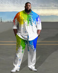 Big & Tall Splash Ink Shirt Pants Set for big men view 1
