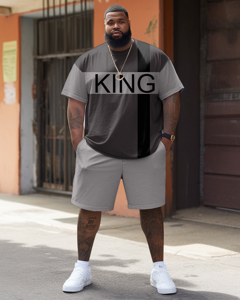 Big & Tall Colorblock T-Shirt Shorts Set for big men view 1