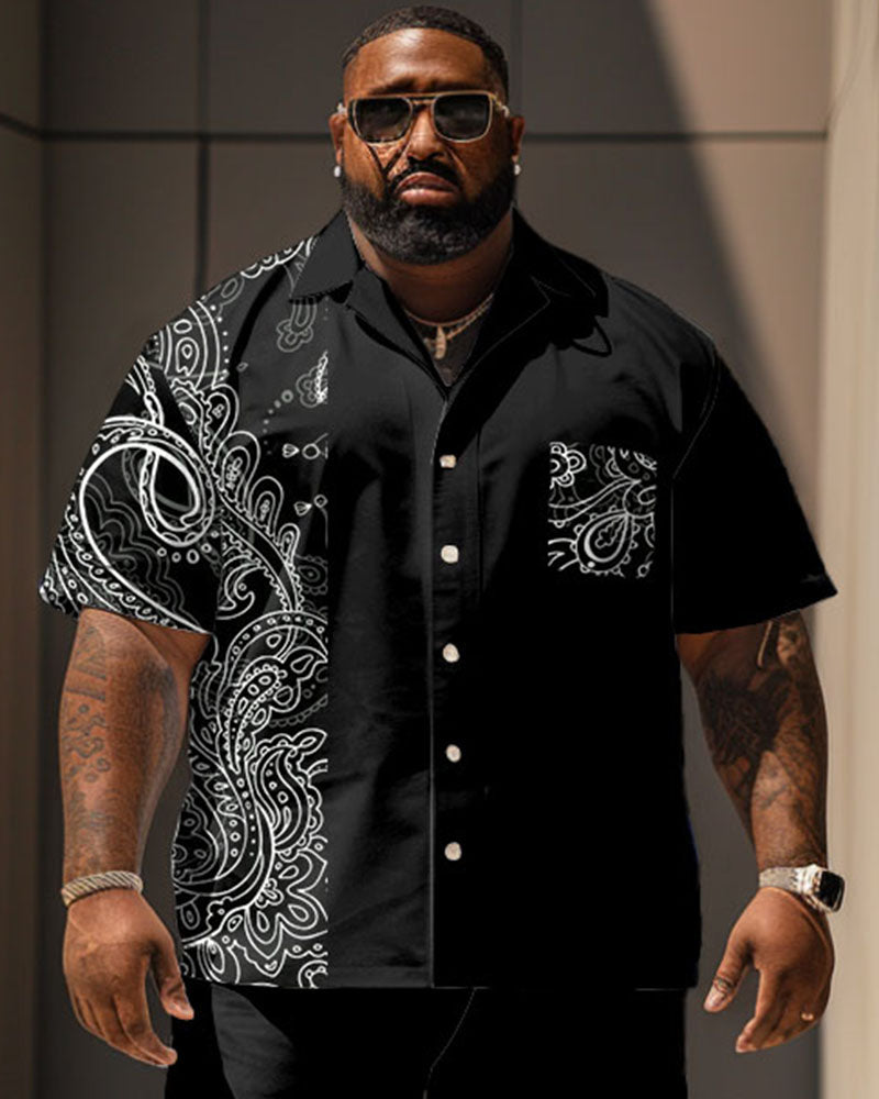 Big & Tall Graphic Vintage T-Shirt Shorts Set for big men view 2