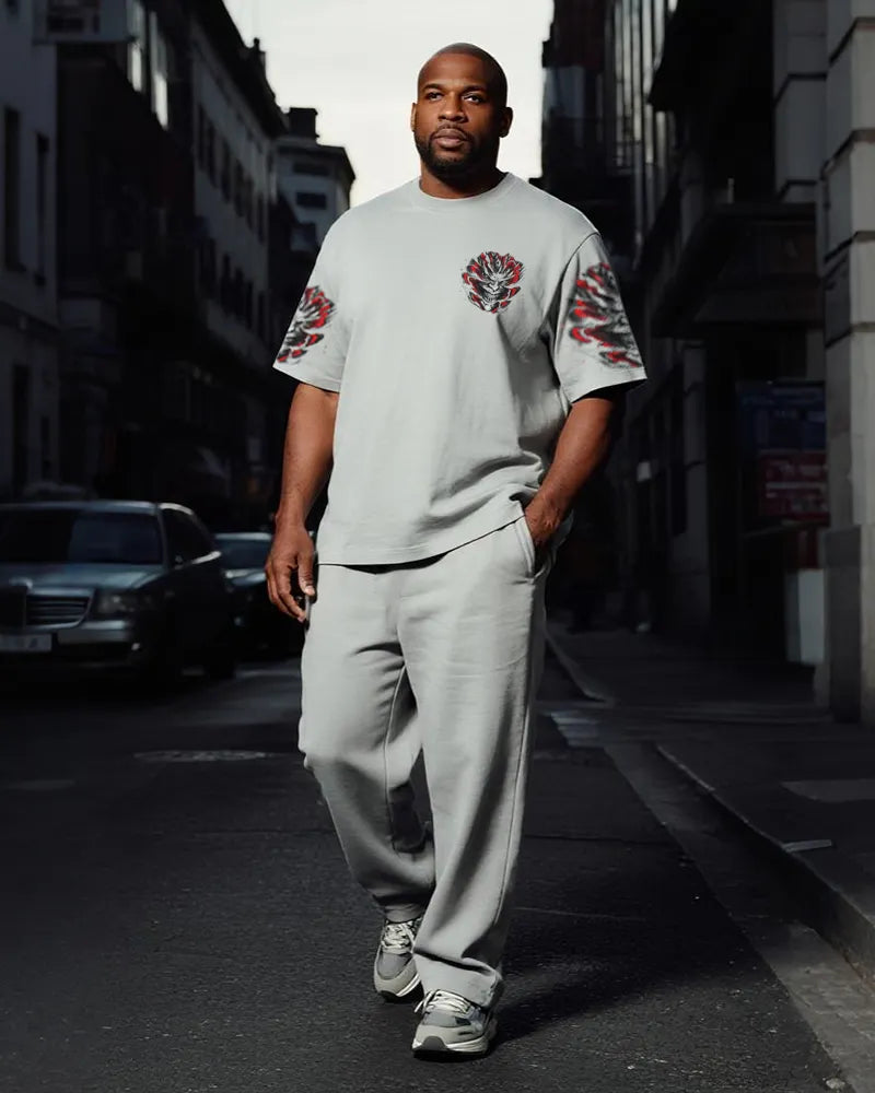 Big & Tall Skull T-Shirt Pants Set for big men view 2