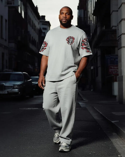 Big & Tall Skull T-Shirt Pants Set for big men view 2