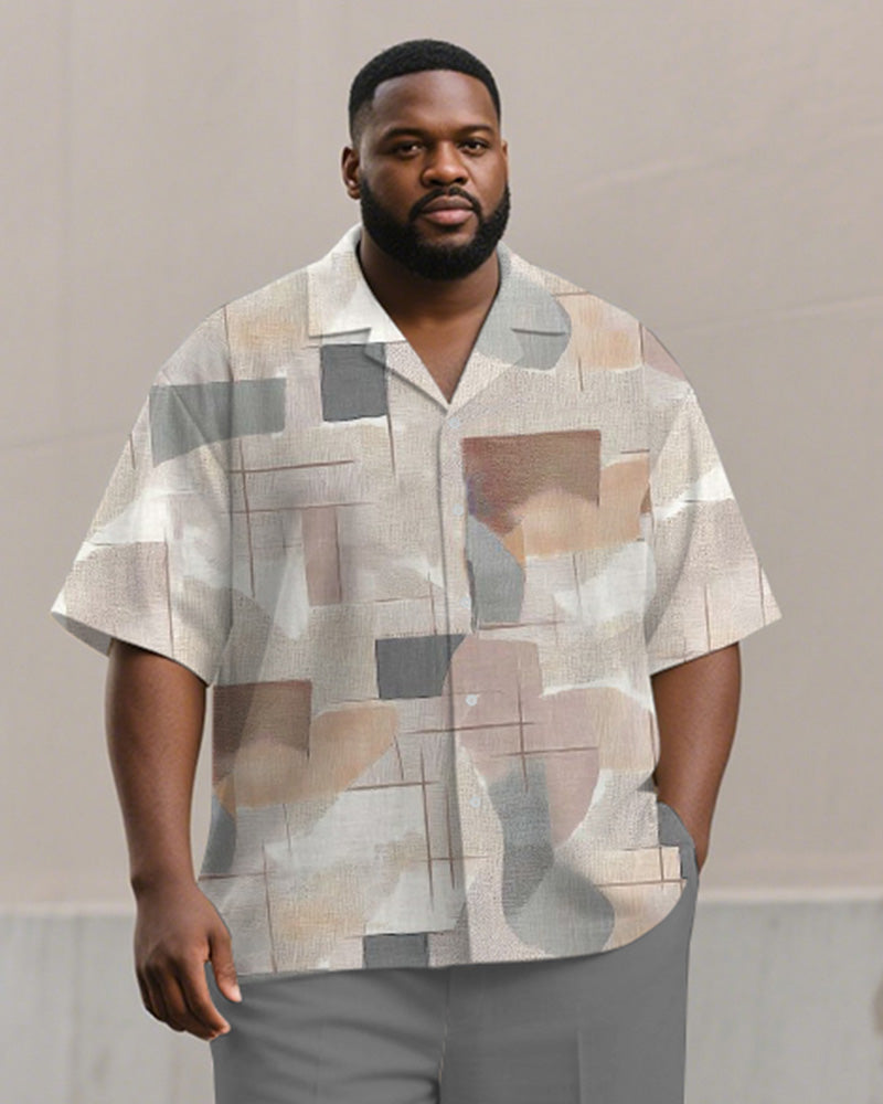 Big & Tall Gray Colorblock T-Shirt Pants Set for big men view 2