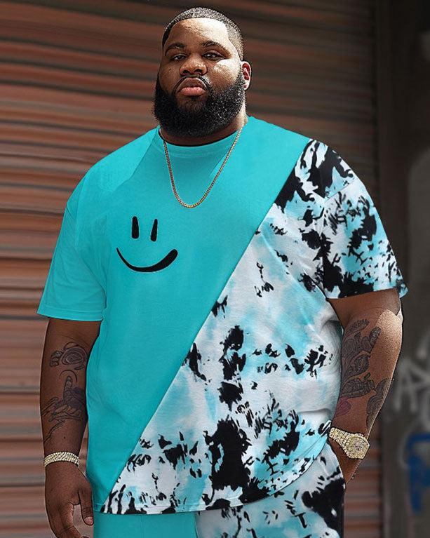 Big & Tall Graphic Smiley T-Shirt Shorts Set for big men view 2