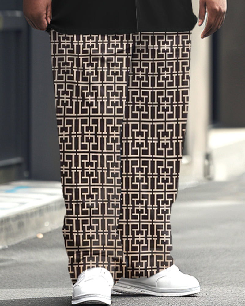 Big & Tall Geometric Graphic Shirt Shorts Set for big men view 3