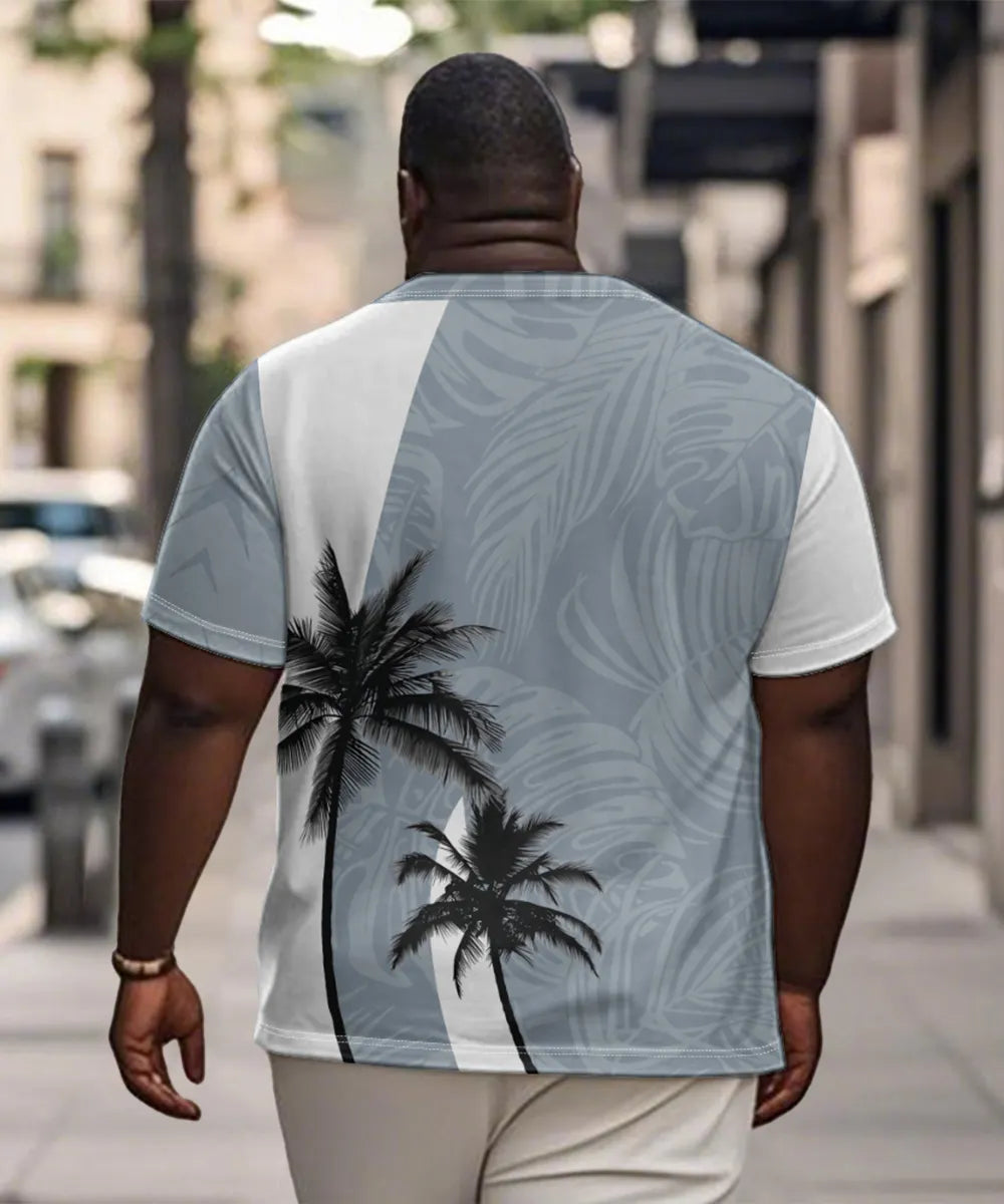 Big & Tall White Hawaiian Colorblock T-Shirt for big men view 2