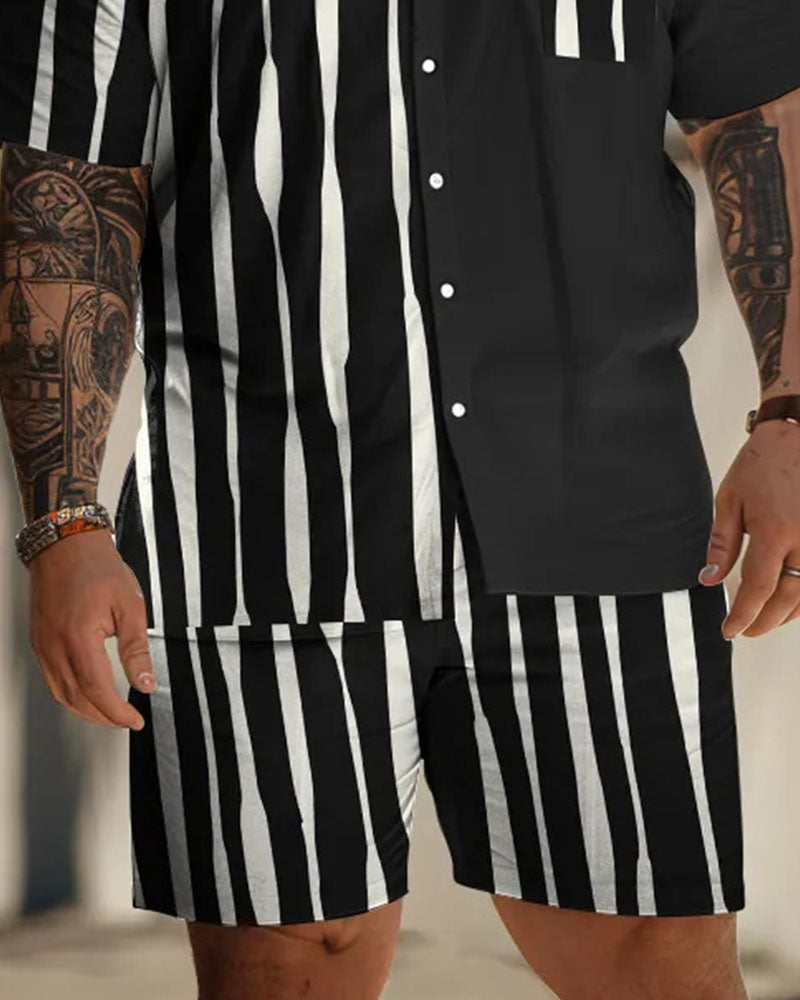 Big & Tall Geometric Striped Graphic Jeans for big men view 3