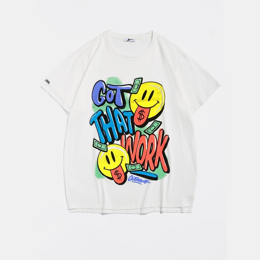 Big & Tall White Graphic Smiley T-Shirt for big men view 2