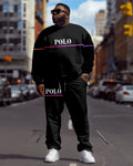 Big & Tall Black Graphic Two-piece Set for big men view 1