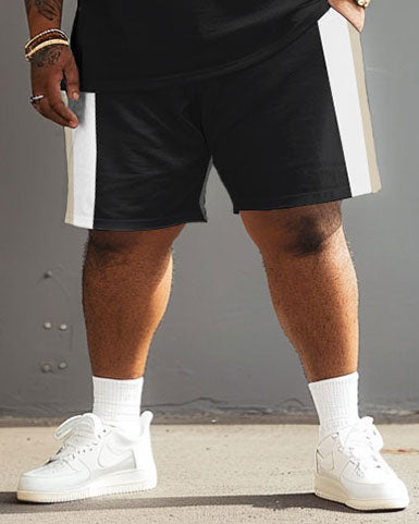 Big & Tall Colorblock Striped T-Shirt Shorts Set for big men view 4