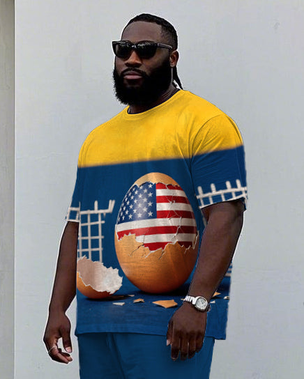 Big & Tall Colorblock T-Shirt Shorts Set for big men view 2