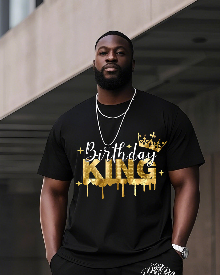 Big & Tall Black Graphic Two-piece Set for big men view 2