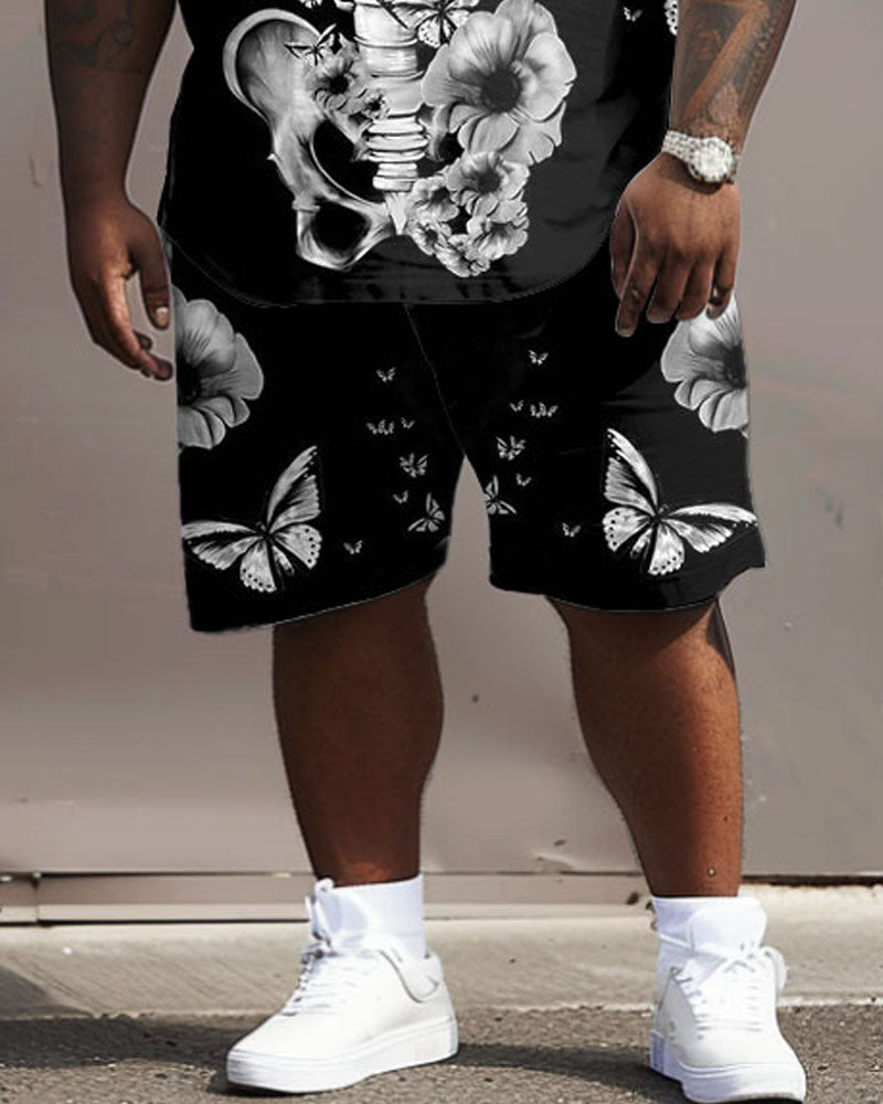 Big & Tall Graphic Floral T-Shirt Shorts Set for big men view 3