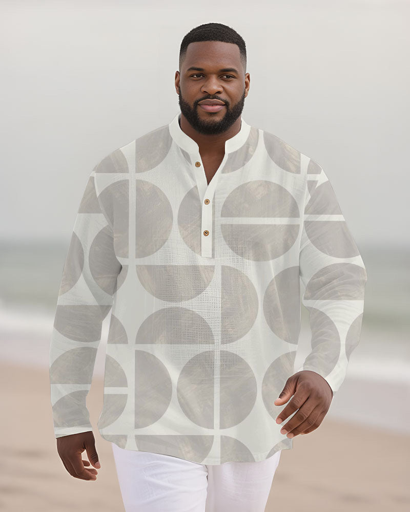 Big & Tall White Gray Colorblock Long Sleeve Shirt for big men view 2
