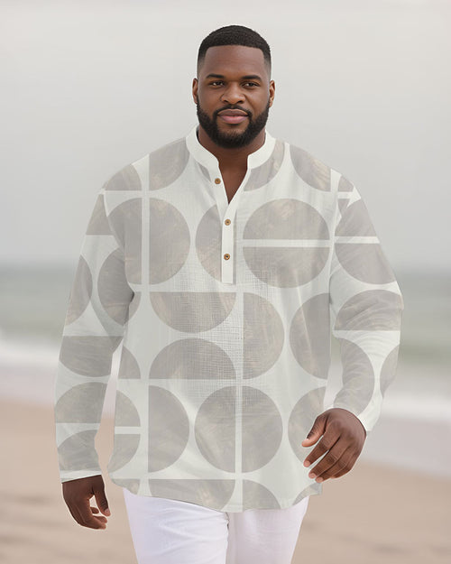 Big & Tall White Gray Colorblock Long Sleeve Shirt for big men view 2