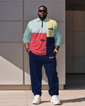 Big & Tall Colorblock Graphic Polo Pants Set for big men view 1