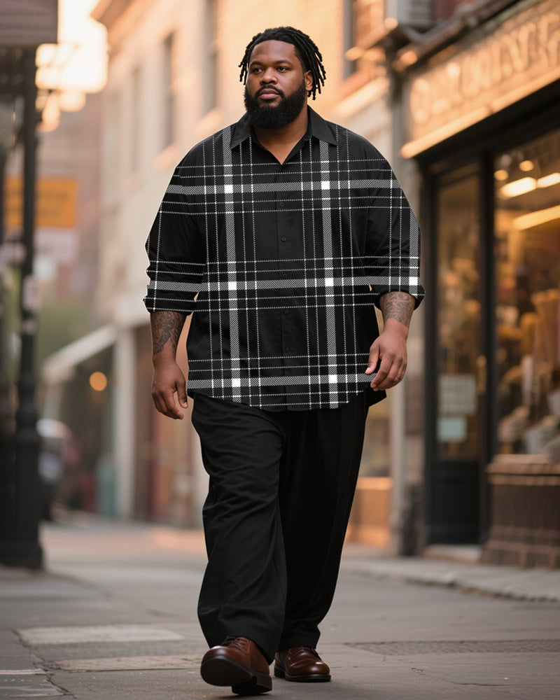 Big & Tall Black White T-Shirt Pants Set for big men view 1
