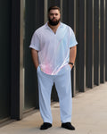 Big & Tall Geometric Graphic T-Shirt Pants Set for big men view 1