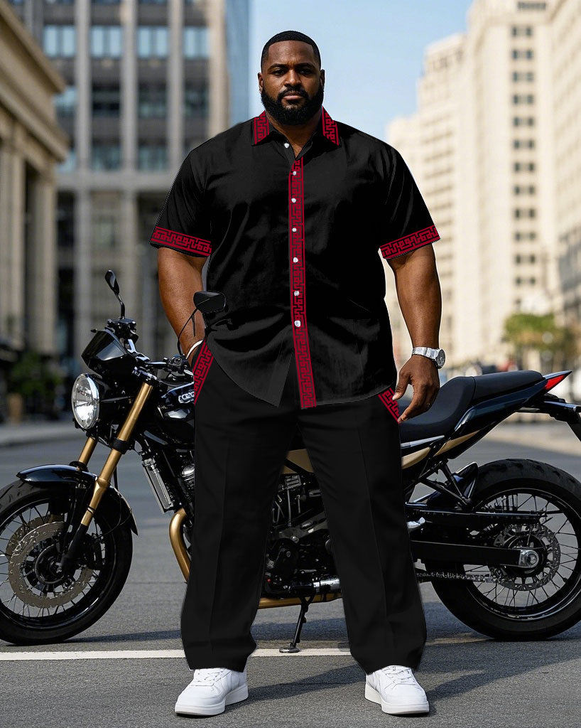 Big & Tall Black Red T-Shirt Pants Set for big men view 1