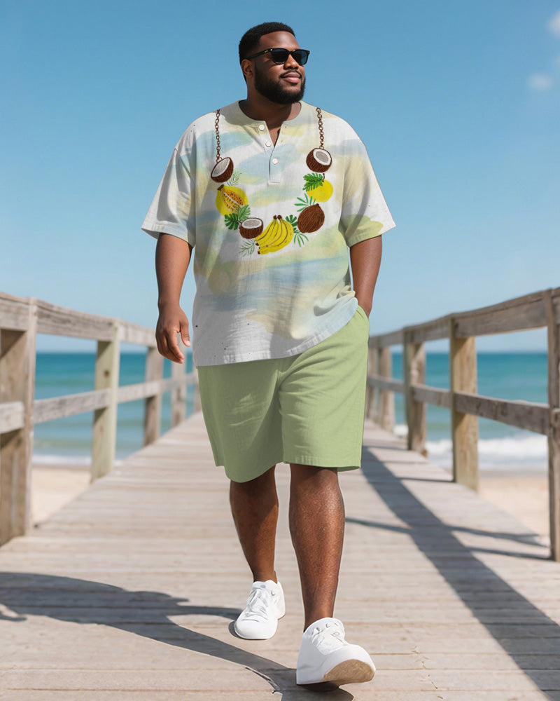 Big & Tall Hawaiian T-Shirt Shorts Set for big men view 1