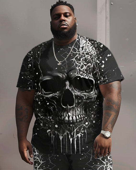 Big & Tall Graphic Streetwear T-Shirt Shorts Set for big men view 2