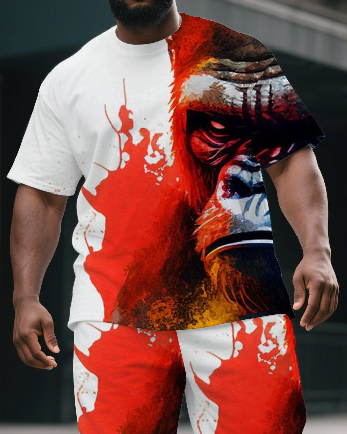 Big & Tall Graphic T-Shirt Shorts Set for big men view 2