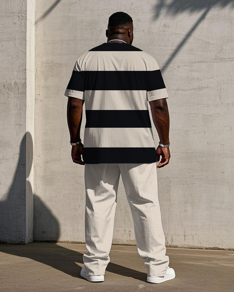 Big & Tall Striped T-Shirt Pants Set for big men view 4