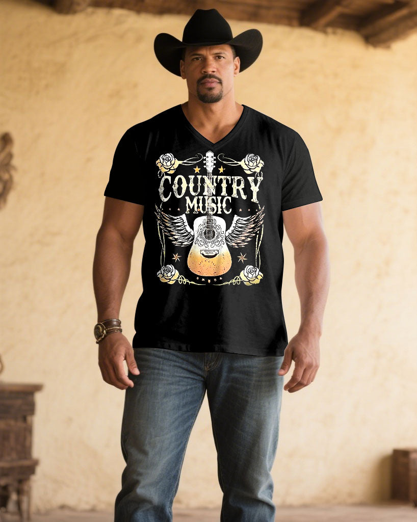 Big & Tall Black Western Denim T-Shirt for big men view 1