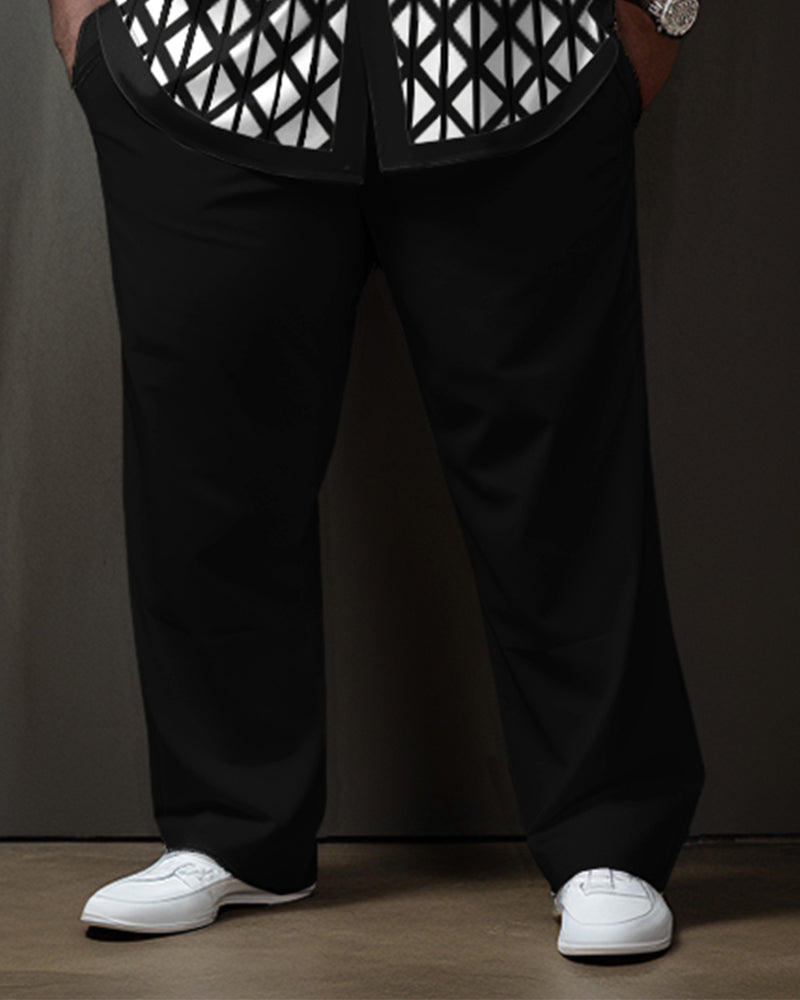 Big & Tall Black Gradient Shirt Pants Set for big men view 4