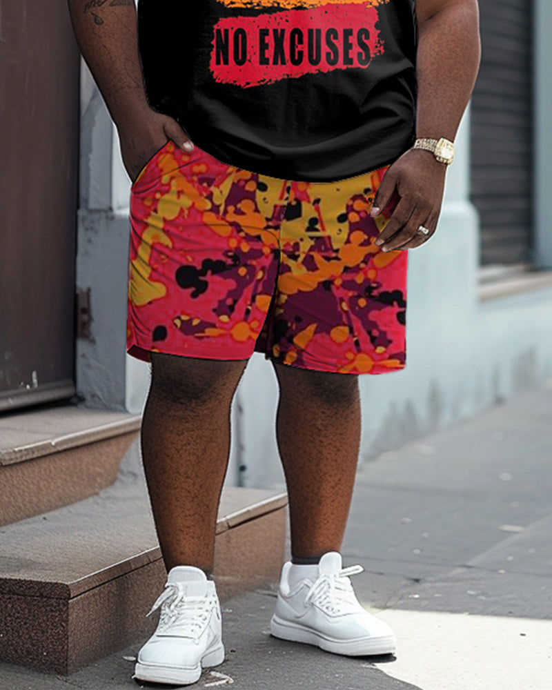 Big & Tall Graphic Graffiti Streetwear Two-piece Set for big men view 3