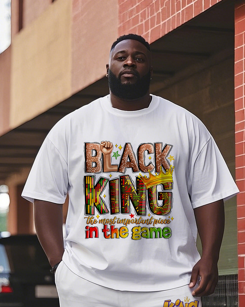 Big & Tall Black Graphic Two-piece Set for big men view 2