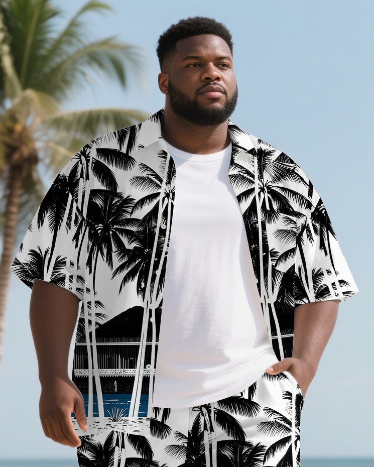 Big & Tall Hawaiian T-Shirt Shorts Set for big men view 2