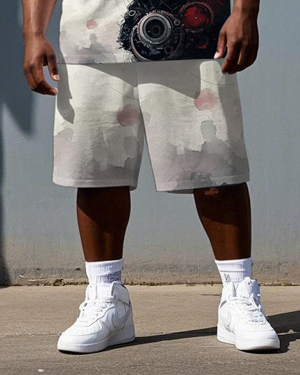 Big & Tall Graphic T-Shirt Shorts Set for big men view 3