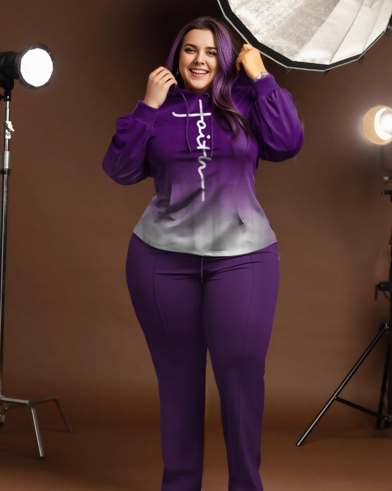 Big & Tall Purple Gradient Hoodie Sweatpants Set for big men view 1