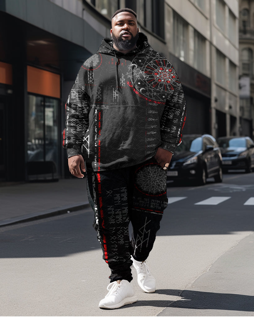 Big & Tall Streetwear Vintage Hoodie Sweatpants Set for big men view 1